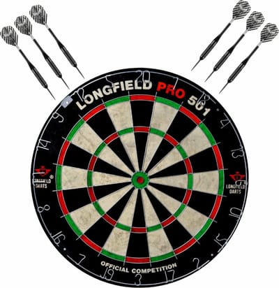 Dartbord Longfield professional - Dia 45.5 cm - met 6x goede kwaliteit dartpijltjes - Darten voor thuis - Dartspel