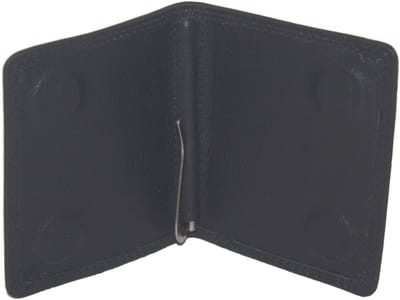 Oi zwarte lederen dollarclip billfold alleen voor biljetten / zeer dunne heren portemonnee met geldklem / lederen cover met klem voor biljetten afgesloten met magneetsluiting / zwart leer / 443