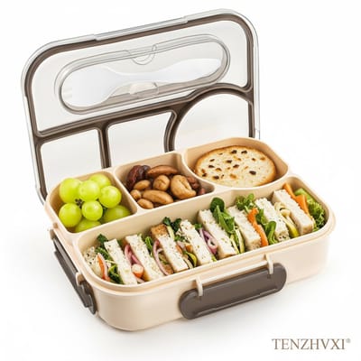 Lunchbox - Broodtrommel - TENZHVXI® - Lekkagevrij Ontwerp Met 4 Vakken - Magnetron En Vaatwasserbestendig - 1000 ML Capaciteit - Set Van 1 Stuk - Ideaal Voor Werk School En Reizen