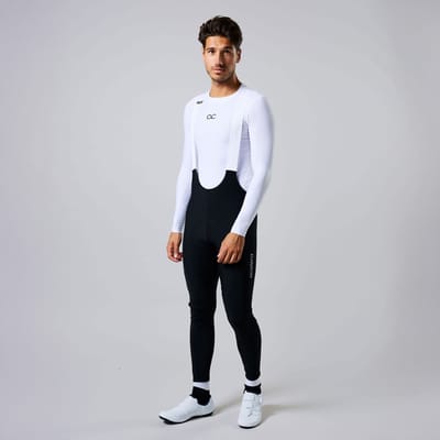 Acelera Pro Lange Fietsbroek Heren met Zeem - Thermo Wielerbroek Winter - Koersbroek met Bretels - Zwart - Maat S