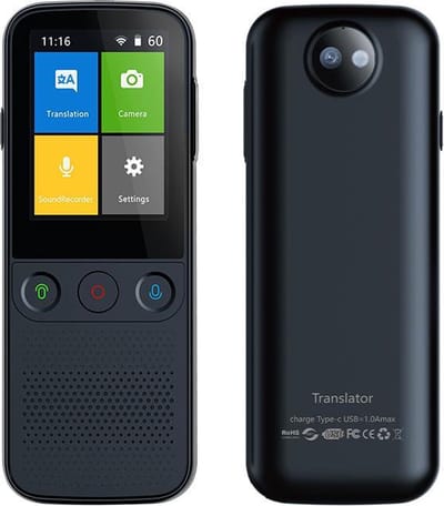 Vertaalcomputer - Vertaal Apparaat - Muama Enence - Draagbare Vertaler - Zwart - Slimme Directe Vertaler - 137+ Talen - Met Scherm - Lange Batterijduur