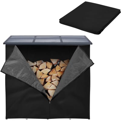 Hoes voor haardhoutrek waterafstotend 185x125 cm Zwart polyester ML-Design
