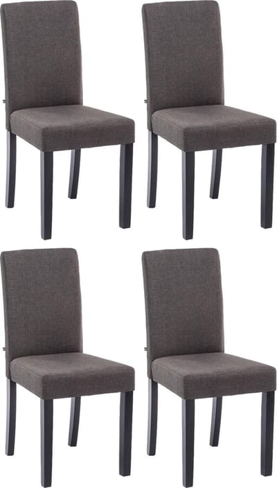 CLP Ina Set van 4 Eetkamerstoelen - Zonder armleuning - Hout - Stof - donkergrijs zwart