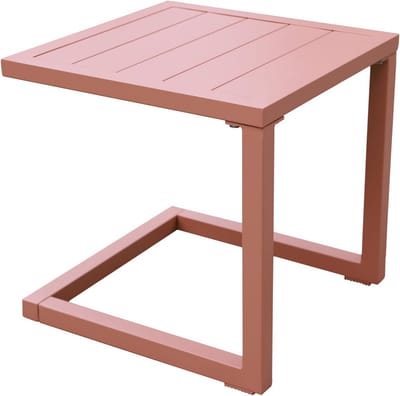 Vierkante bijzettafel in terracotta aluminium voor binnen en buiten
