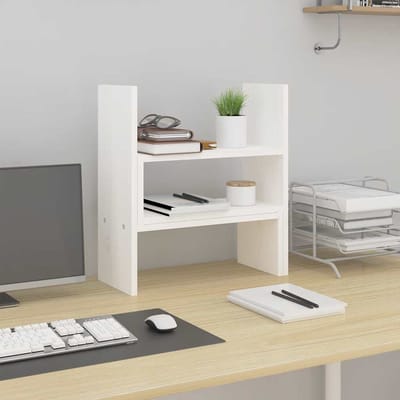vidaXL - Monitorstandaard - (39-72)x17x43 - cm - massief - grenenhout - wit