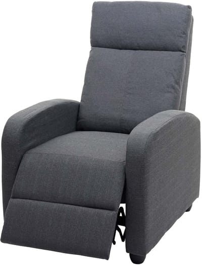 Televisiefotel MCW-F76, relaxfauteuil Fauteuil Ligfauteuil, verstelbare ligfunctie Stof/textiel ~ lichtgrijs