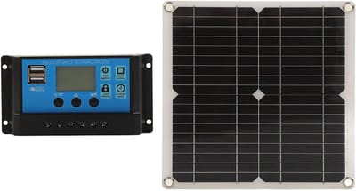 Zonnepaneel met Laadregelaar - Solar Charger Energie Oplader - Batterijen Opladen - Geïntegreerde Smart Controller - 30 x 30 cm