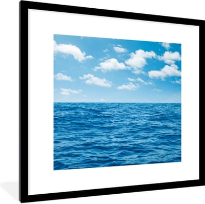 Fotolijst incl. Poster - Zee - Wolken - Blauw - 40x40 cm - Posterlijst