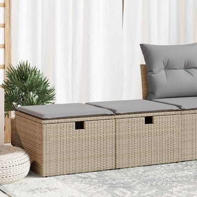 vidaXL - 2-delige - Loungeset - met - kussens - poly - rattan - acacia - beige