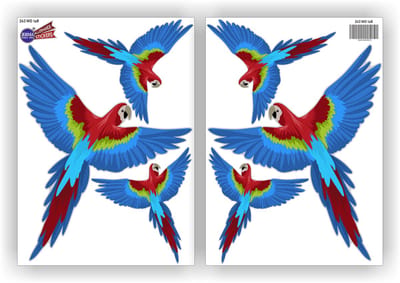 Jerma - Papegaai - Raamstickers – Sticker - 2 van ±22 x 23 - 4 van ±13 x 12 cm - Zelfklevend - Vinyl