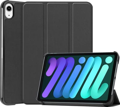 Hoes - Geschikt voor Apple iPad Mini 6 (2021) - 8.3 inch - 6e Generatie - Dun & Stevig - Trifold Bookcase - Hard Cover - Hardcover Book Case - Tablet Hoesje - Zwart