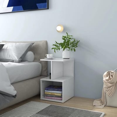 Nachtkastje - Bedtafel - Opbergen - Hoogglans afwerking - 35x35x55 cm - Wit