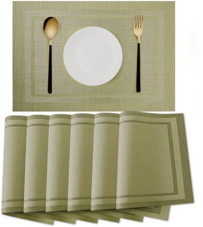 Dailygoods - Premium afwasbare placemats - 6 stuks, groen en hittebestendig