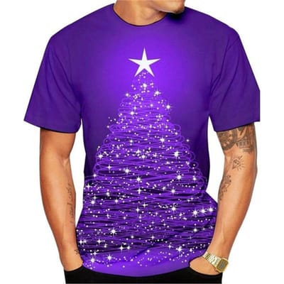 Kerst Nieuwjaar 3D Geprint T-shirt Voor Mannen Grappig Kerstboom Patroon T-shirts Casual Losse O-Hals Korte Mouw T-shirts Unisex Top 6XL