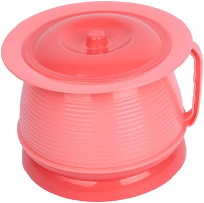 Draagbaar Toilet - Kamerpot Urinoir - Reizen en Nacht - Afsluitbaar met Deksel - 21 cm Lengte - Roze