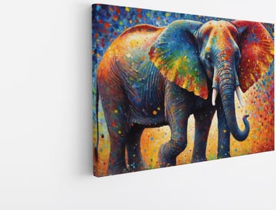 Saammp Canvas Schilderij - Olifant - Kleurrijk - Dieren - 45x30 - Foto op canvas - Wanddecoratie - Muurdecoratie Woonkamer - Slaapkamer decoratie - Canvas Print