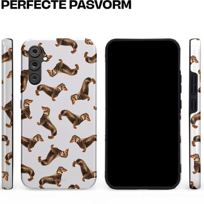 Casetastic Hoesje Geschikt voor Samsung A34 (5G) - Stijlvolle Beschermende Duo-layer Case - Teckel Twister