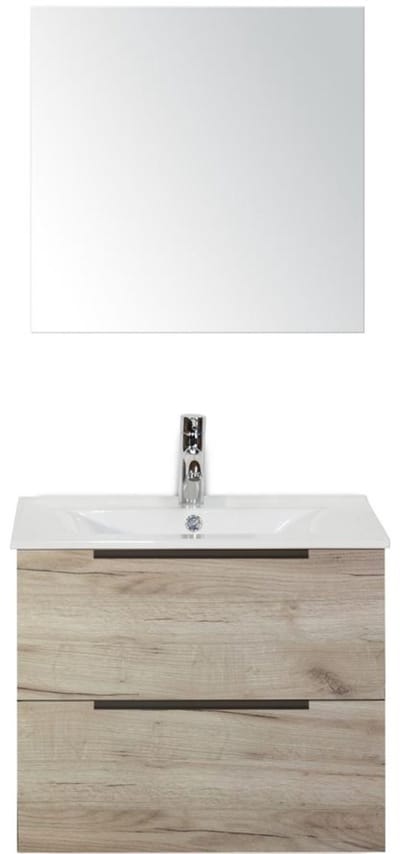 Seville Badmeubelset 60 cm - Craft Oak Edge Greep - Wastafel Enjoy met Spiegel