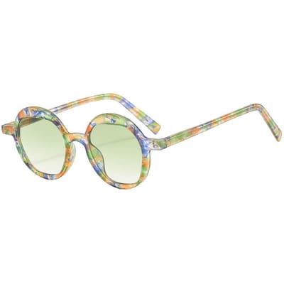 Tr90 Frame Ergonomische Ronde Zonnebril Uv400 Glazen Lichtgewicht Bloemig Brilwerk Voor Feesten Vissen Zon