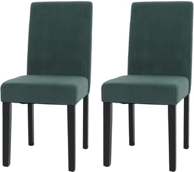 Set van 2 eetkamerstoelen Littau, keukenstoel hoge rugleuning, stof/textiel koord hout ~ groen, donkere poten