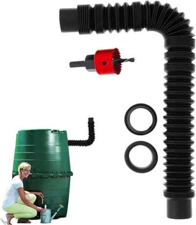 Regenton Aansluitkit - Cistern Connectorset - Regenwater Verzamelen - Probleemloze Installatie - 15-79 cm - Zwart