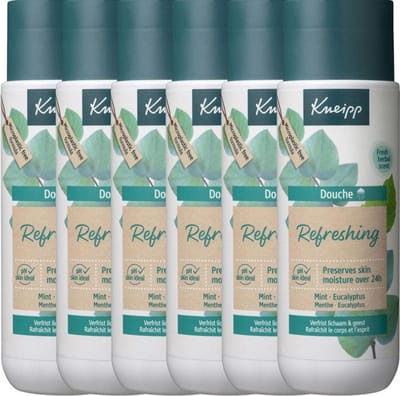 Kneipp Refreshing - Douchegel - Mint en Eucalyptus - In vernieuwde duurzame verpakking! - Voordeelverpakking - Grootverpakking - Vegan - 6 x 200 ml