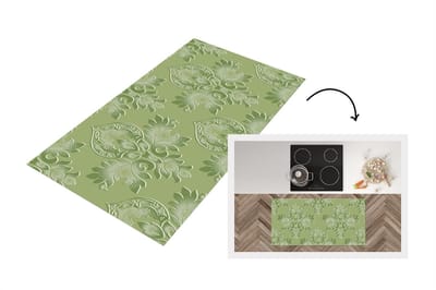 Keukenloper - Loper keuken - Psychedelisch - Bladeren - Groen - Vintage - Design - 120x60 cm - Keukenloper vinyl