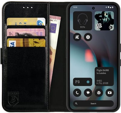 Rosso Element Geschikt voor Nothing Phone (3) | Wallet Book Case | Portemonnee Hoesje | 3 Pasjes | Magneetsluiting | Stand Functie | Zwart