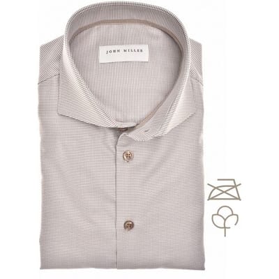 John Miller Overhemd Organic Houndstooth Shirt Midden Bruin / male