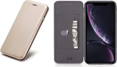 Kunstlederen Hoesje geschikt voor Apple iPhone Xr Goud - Wallet Book Case Cover van iCall