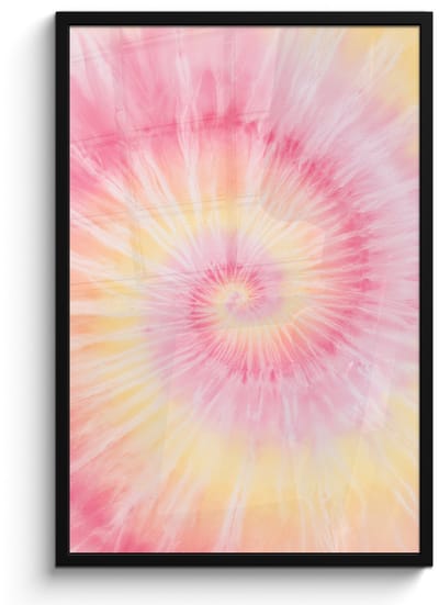 Poster in lijst - Fotolijst 60x90 cm - Posters - Patroon - Tie Dye - Pasteltinten - Roze - Posterlijst zwart - Decoratie - Wanddecoratie woonkamer - Muurdecoratie slaapkamer