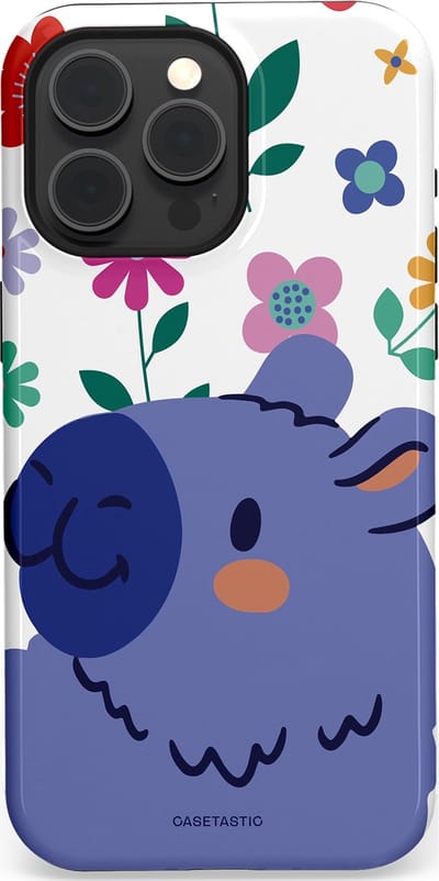 Casetastic Hoesje Geschikt voor Apple iPhone 15 Pro Max Magsafe - Stijlvolle Beschermende Duo-layer Case - Capibara Bloempje Blauw