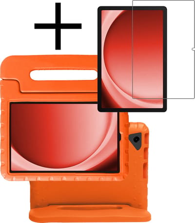Hoes - Geschikt voor Samsung Galaxy Tab A9 Plus - Met Screenprotector - Kinderhoes Shockproof Bumper - Kidsproof Case - Tablet Hoesje - Kinder Cover - Oranje