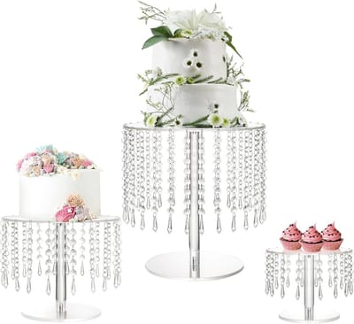 Ronde Taartstandaard Set (3 Stuks) - Doorzichtig Acryl Presenteerstandaards voor Taart en Cupcakes