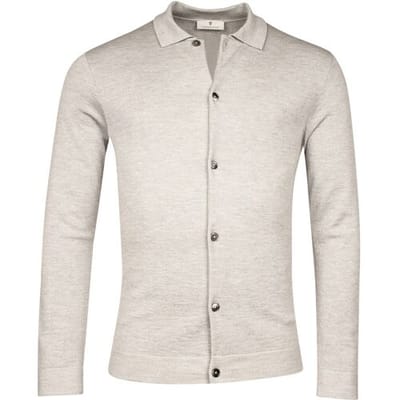 Thomas Maine Vest Button Cardigan Polo Collar Half Milano Knit Licht Grijs Melange / male