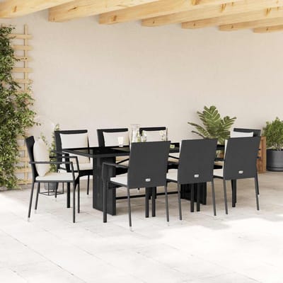 vidaXL - 9-delige - Tuinset - poly - rattan - zwart