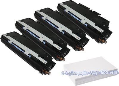 KATRIZ® huismerk toner Q2670A Zwart + Q2671A Cyaan + Q2672A Geel + Q2673A Magenta (HP 308A) | 4 stuks | 6000 pagina’s zwart & 4000 pagina’s kleur + Kopieerpapier-A4-80GR-500vellen-wit | Geschikt voor HP Color LaserJet 3500 / 3550 / 3700 series
