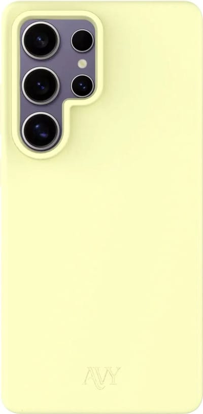 AVY Hoesje geschikt voor Samsung Galaxy S25 Ultra | Compatibel met MagSafe | Back Cover | Liquid Silicone | Comfortabel in de Hand | Butter Yellow