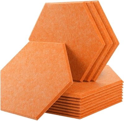 Geluidsabsorberende Panelen - Akoestische Platen Isolatie - Ruisonderdrukking Thuis - Zeshoekig Ontwerp - Large Hexagon - Tangerine