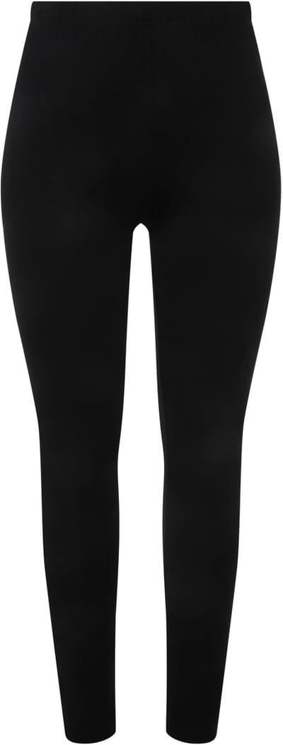 Ulla Popken - Dames - Legging kuitlang smalle pijp elastische tailleband - Klassiek zwart - Maat 62+