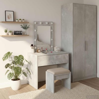vidaXL - Kaptafel - Grijs - 60 - x - 40 - x - 70 - cm - Bewerkt - hout