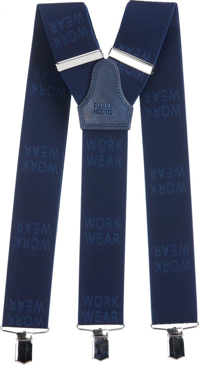 Pierre Mouton Work Wear Bretel - Bretels - Volwassenen - Heren - Blauw - 120cm - 3 brede clips - 50mm breed - M - L