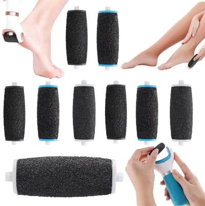 9 stuks voetvijl koppen - Voetvijlgereedschap - Voetbestand slijpkop - Voet trimmerkop - Eelt vervangende rollers - Vervangende slijpkop voor pedicure - Thuisgebruik voetvijlen accessoires - Verwijdert eelt, dode huidcellen (6,2*1,8 cm - Zwart)