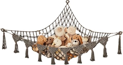Livano Knuffel Net - Hangmat - Speelgoed - Opbergsysteem - Hangmat Voor Knuffels - Organizer - Grijs