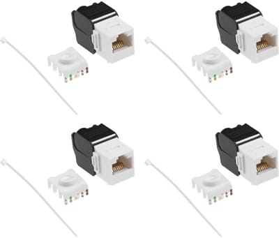 Allecto - CAT6a Keystone - Ethernet - Eenvoudig te installeren - Zwart en Wit - Gegevensoverdracht - Perfect voor thuis en kantoor - 4 stuks