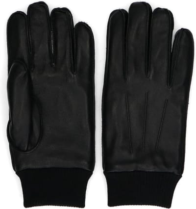 Manfield - Heren - Zwarte leren heren handschoenen - Maat 1