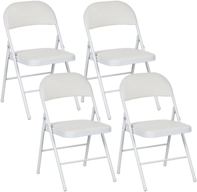 HOMCOM Folding Chair Staal, Kunstleder 46L x 45B x 78H cm Wit