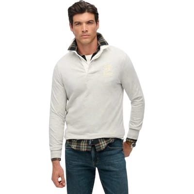 Superdry Vintage Athletic Jersey Rugby Top Light Grey Grootte: M