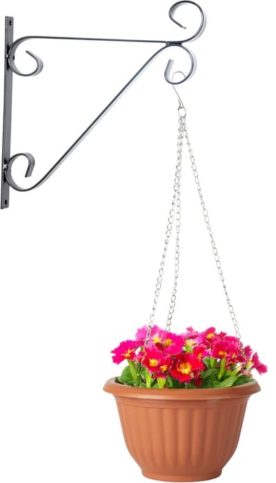 Hangpot + Muurhaak Parma - terracotta - D25 cm - kunststof - metaal - tuinaccessoires