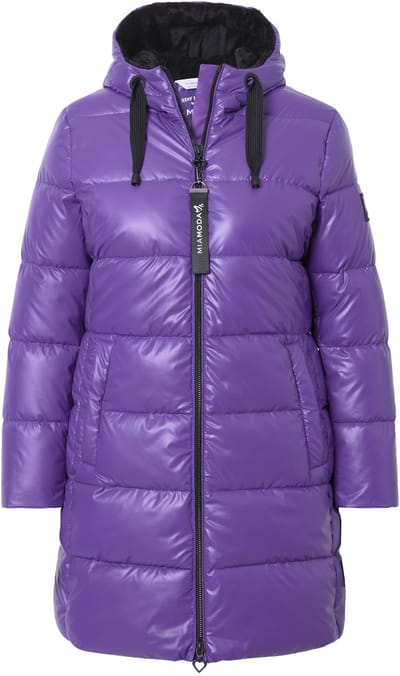 MIAMODA - Dames - Doorgestikte jas capuchon 2-wegrits - Violet - Maat 48
